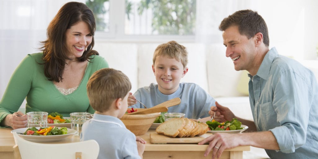 family eating breakfast